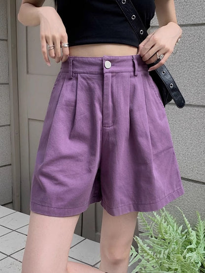 Sharon – Shorts en Velours Côtelé Taille Haute Décontractés