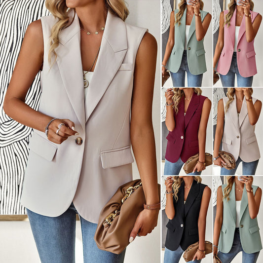 Esme – Gilet de Costume Sans Manches au Tempérament Ample