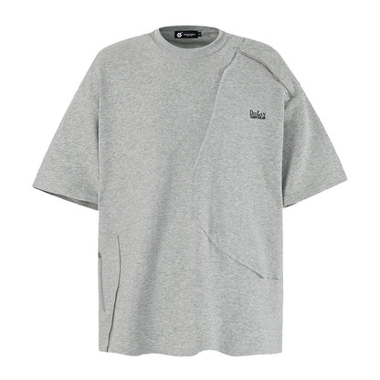 Howard – T-shirt à manches courtes avec couture irrégulière et fermeture éclair latérale