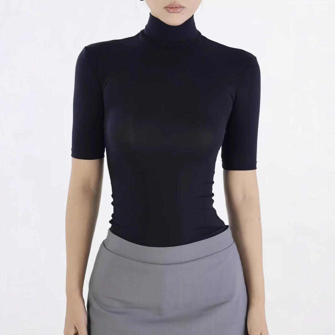 Lisa – T-shirt Col Roulé en Tencel et Lycra