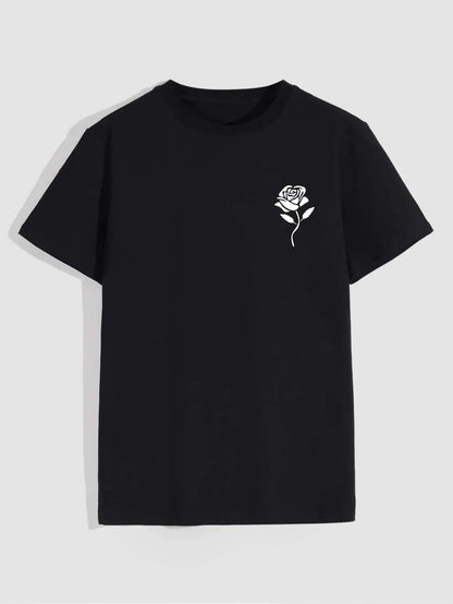 Danny – T-shirt Imprimé Rose pour Hommes, Col Rond, Manches Courtes