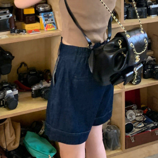 Susan – Shorts en Denim Taille Haute Évasés