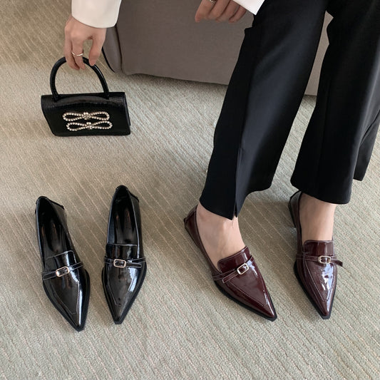 Jade – Chaussures à Talons Épais en Cuir Végan à Bout Pointu