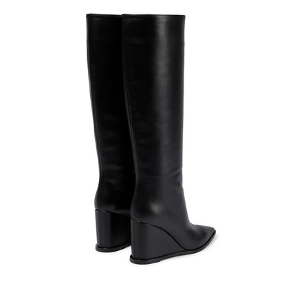 Nicole – Bottes Hautes Évasées en Cuir Vegan pour Femmes