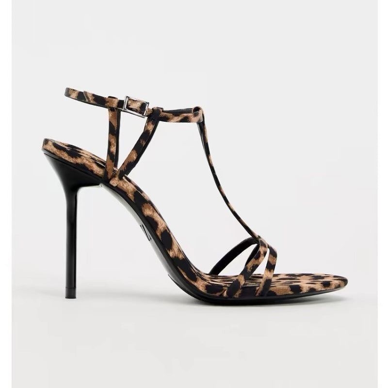 Hannah – Talons Hauts Imprimé Léopard avec Bride à la Cheville