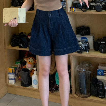 Susan – Shorts en Denim Taille Haute Évasés