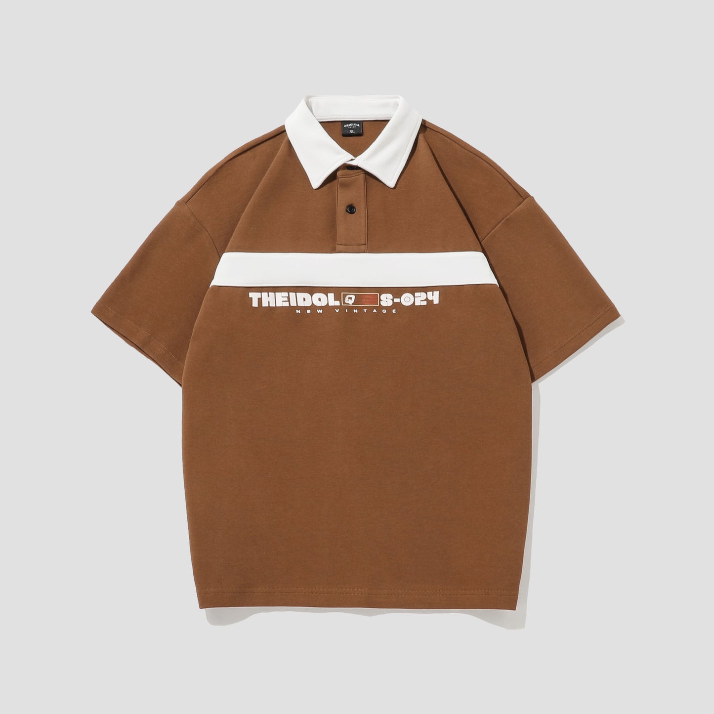 Garry – T-shirt à col rabattu avec rayures vintage et contraste de couleurs