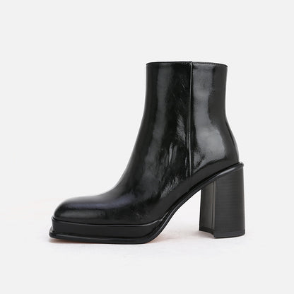 Joan – Bottines à Talon Épais en Cuir Vegan Imperméables