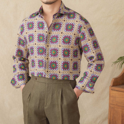 Kieran – Chemise Cardigan Imprimée à Manches Longues