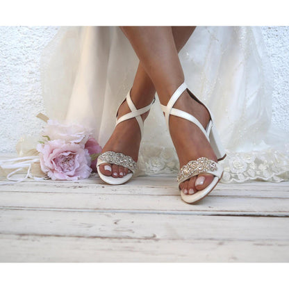 Marie – Chaussures à Talon Haut Épais Classique Blanc