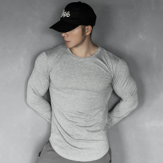 Dean – T-shirt de sport décontracté à manches longues en couleur unie