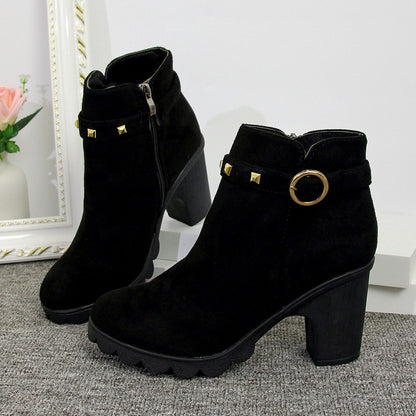 Danielle – Bottines à Talon Épais et Bout Rond