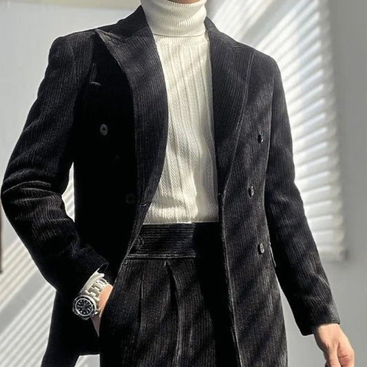 Eric – Costume rétro en velours côtelé simple