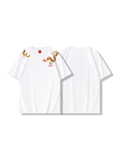 Mitchell – T-shirt Ample Brodé à Col Rond Manches Courtes