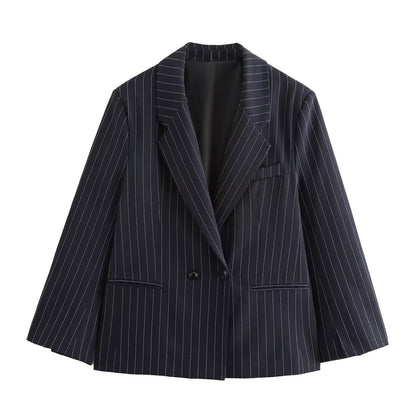 Anne – Manteau ample à rayures à double boutonnage