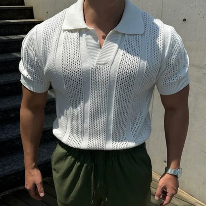 Donald – Polo à Mailles Creuses en Tricot Manches Courtes