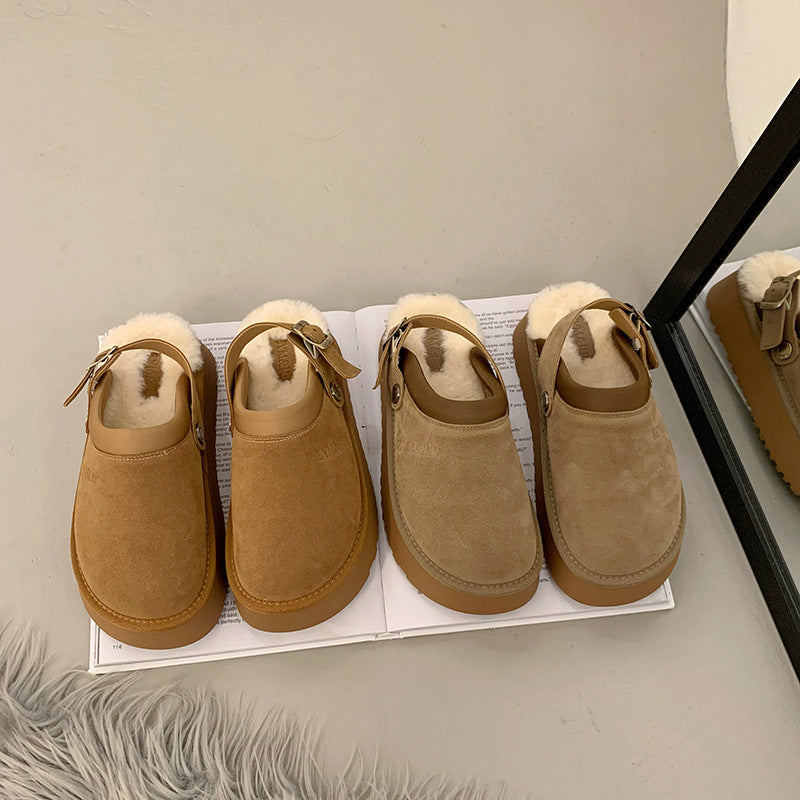 Mary – Chaussons À Semelle Épaisse En Fourrure Avec Bride Arrière