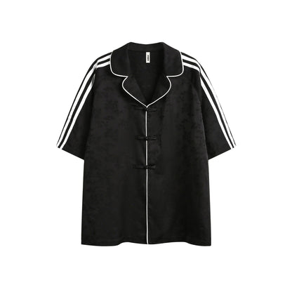 Larry – Chemise à Rayures Noires à Manches Courtes pour Homme