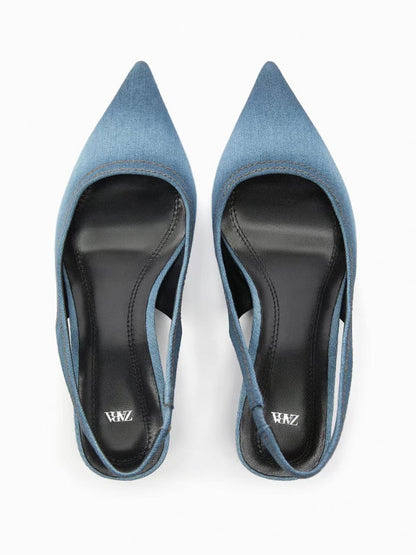 Francesca – Talons hauts en denim bleu