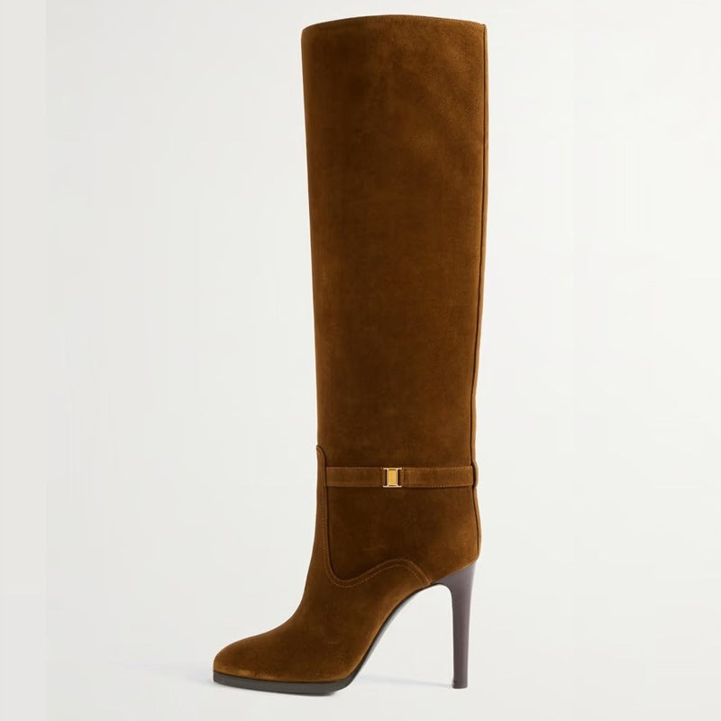 Nicole – Bottes Hautes à Talon Aiguille et Bout Rond