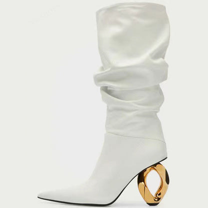 Claire – Bottes Mi-hautes Sexy à Talons Épais