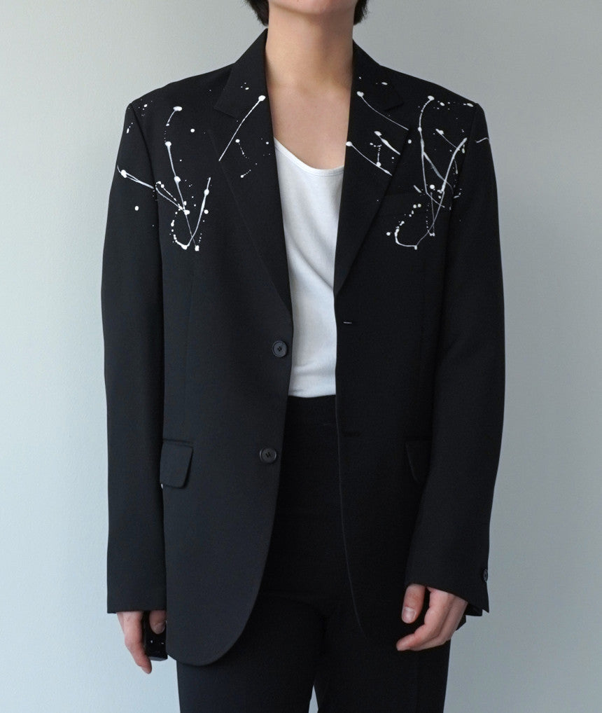 Jessica – Veste de costume avec taches de peinture blanches, élégante et polyvalente