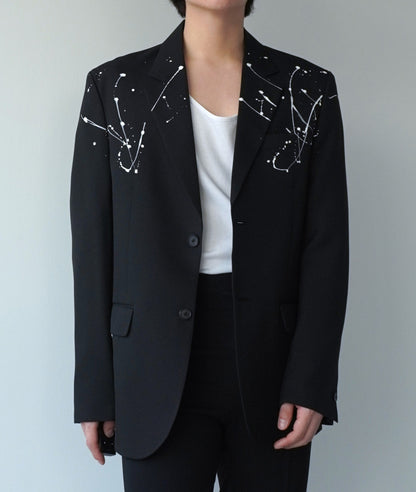 Jessica – Veste de costume avec taches de peinture blanches, élégante et polyvalente
