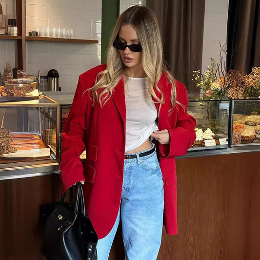 Sophie – Veste à col loose avec épaulettes et poches