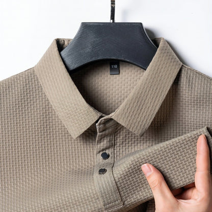 Rhys – Polo Jacquard à Manches Courtes en Soie de Glace