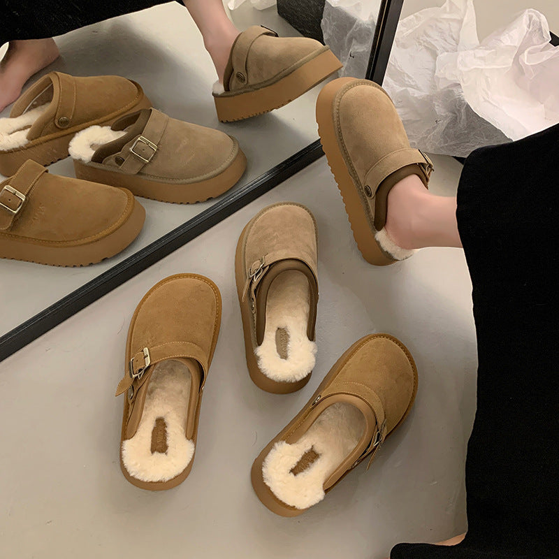 Mary – Chaussons À Semelle Épaisse En Fourrure Avec Bride Arrière