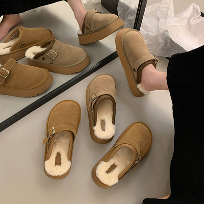 Mary – Chaussons À Semelle Épaisse En Fourrure Avec Bride Arrière