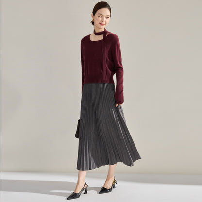Sophie – Jupe Plissée Amincissante Taille Haute
