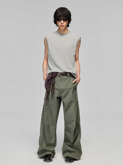 Heather – Pantalon Large Jambe Droite Décontracté en Coton