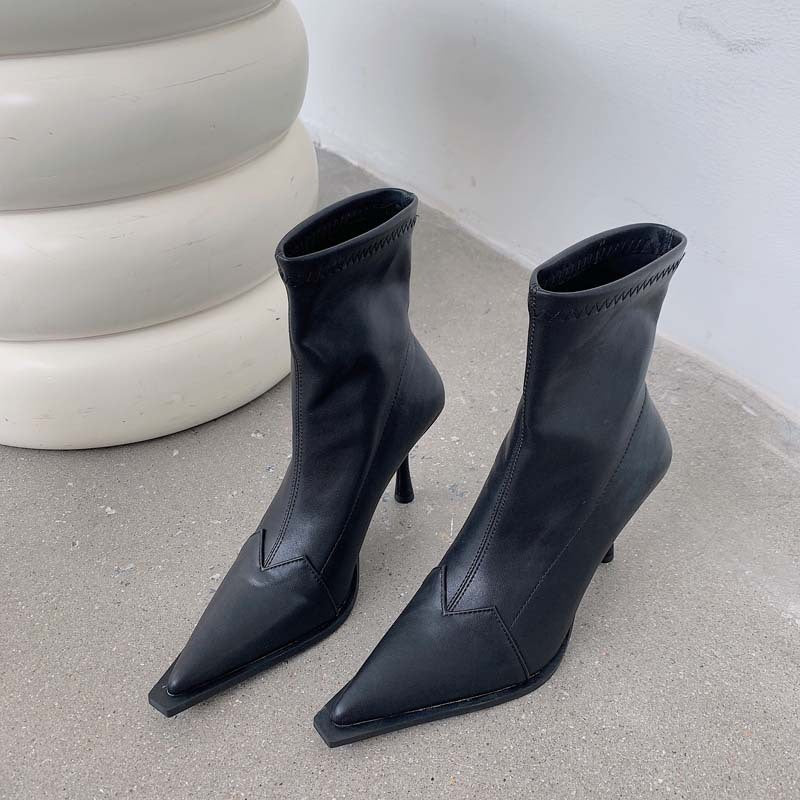 Jenny – Bottes à Talons Hauts Pointus en Cuir Vegan pour Femmes