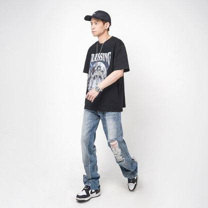 Geoff – Jeans Droits et Amples avec Trous