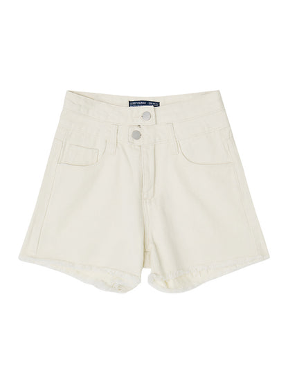 Karen – Shorts en Denim à Franges Beige
