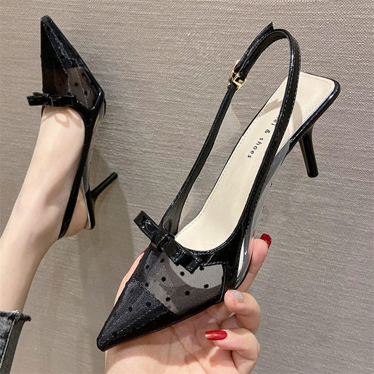Adele – Sandales à Talons Aiguilles Style Coréen en Maille Fermée