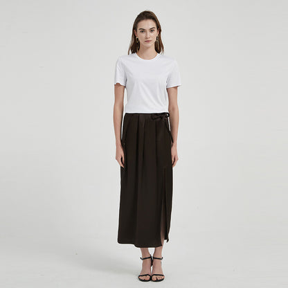 Hannah – Jupe Longue Fendue en Triacétate Léger Drapé pour Femme