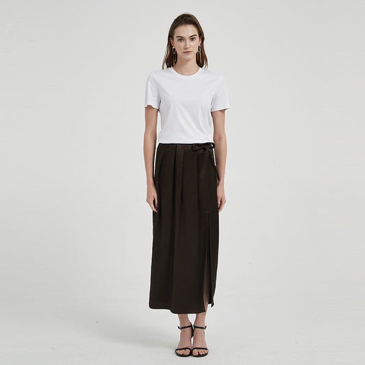 Hannah – Jupe Longue Fendue en Triacétate Léger Drapé pour Femme