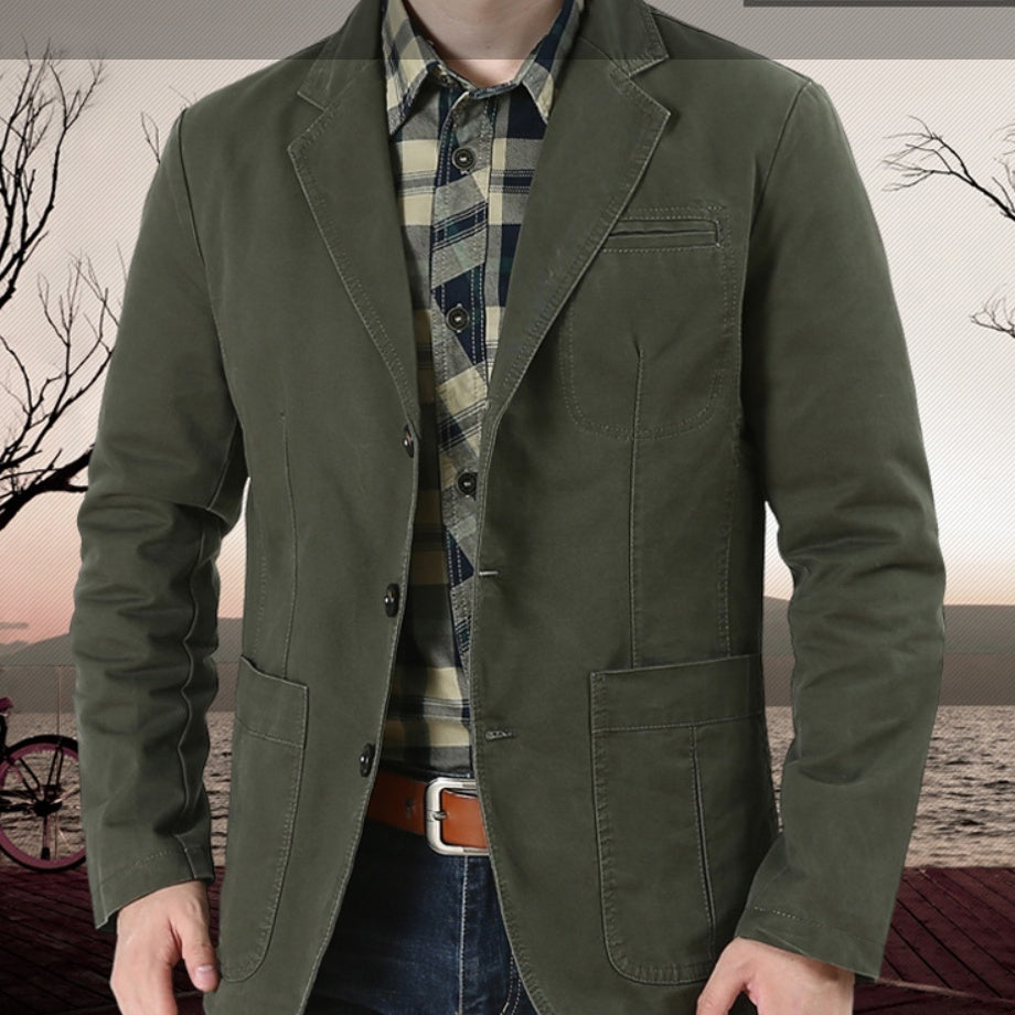 Julian – Veste décontractée à boutons simple en coton pur grande taille