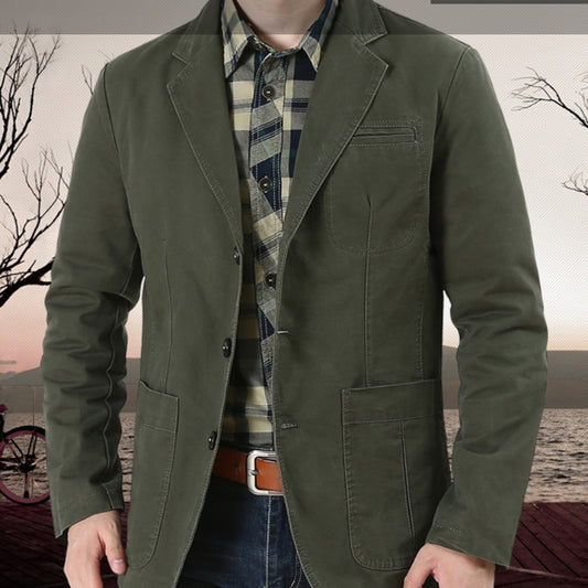 Julian – Veste décontractée à boutons simple en coton pur grande taille