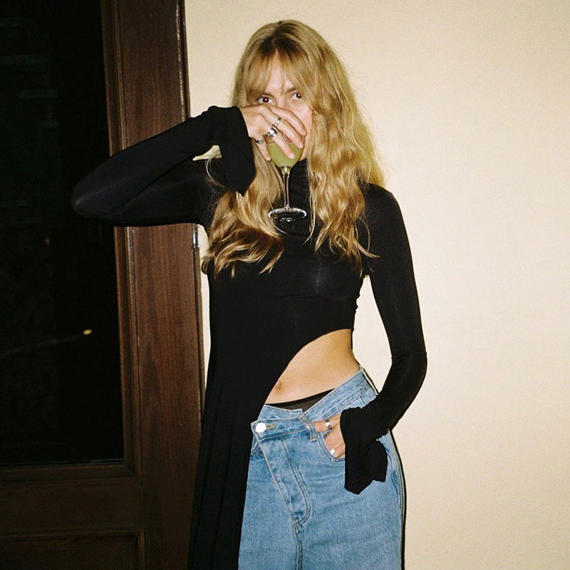 Megan – Pull Asymétrique à Col Roulé pour Femme