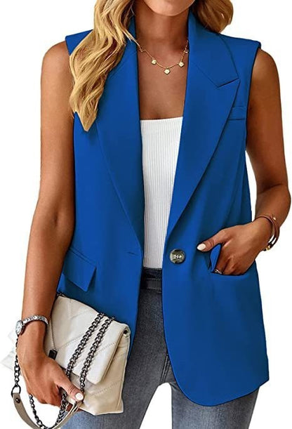 Esme – Gilet de Costume Sans Manches au Tempérament Ample