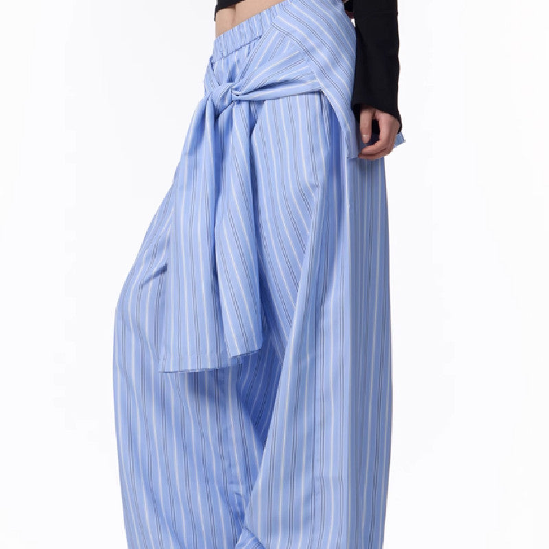Clara – Pantalon Ample à Rayures Contrastées