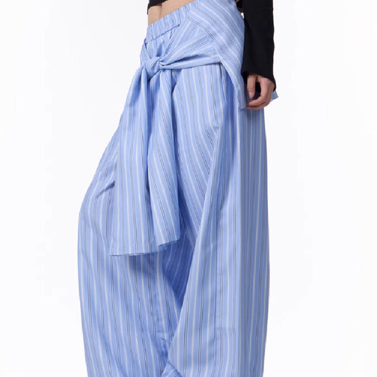 Clara – Pantalon Ample à Rayures Contrastées