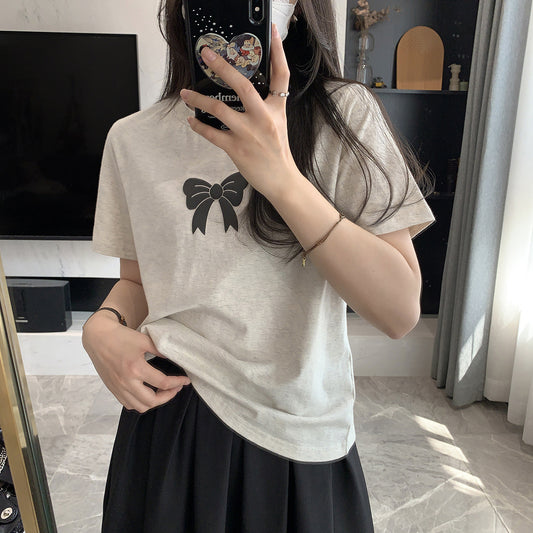 Sarah – T-shirt Épaule Nœud Doux Printanier