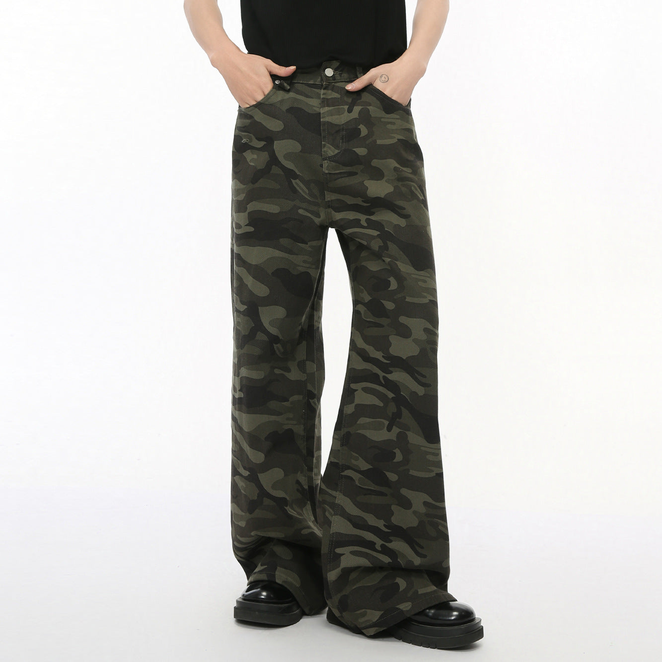 Gavin – Jean Camouflage Large à Jambes Droites