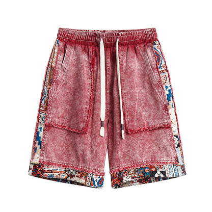 Ian – Shorts en Denim à Patchwork Contrasté