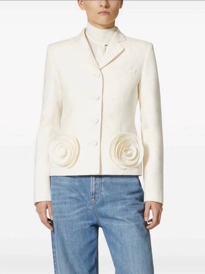 Melissa – Manteau de costume à manches longues à fleurs tridimensionnelles