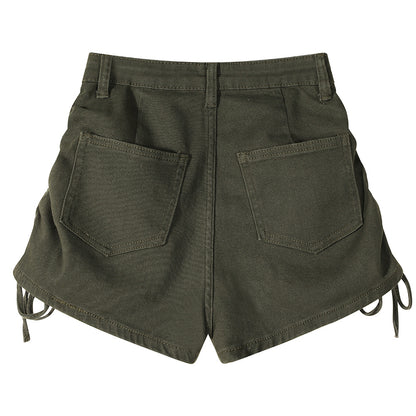 Linda – Shorts Évasés en Denim à Taille Haute avec Cordon